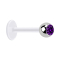 Micro labret trasparente con sfera dargento e cristallo viola
