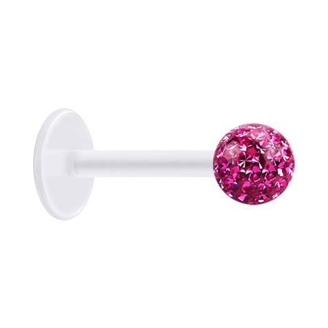 Micro Labret trasparente con sfera di cristallo rosa e strato protettivo epossidico