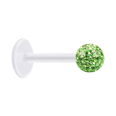 Micro labret trasparente con sfera di cristallo verde chiaro e strato protettivo epossidico