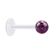 Micro labret trasparente con sfera di cristallo viola e...