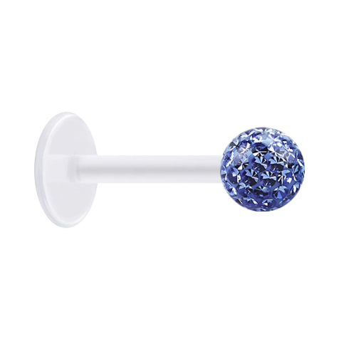 Micro labret trasparente con sfera di cristallo blu chiaro e strato protettivo epossidico