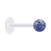 Micro labret trasparente con sfera di cristallo blu...