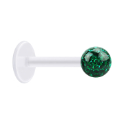 Micro Labret transparent with crystal ball green and...