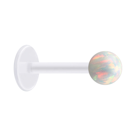 Micro labret transparent with ball opal white