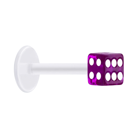 Micro Labret transparent mit Würfel violett transparent