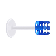 Micro labret trasparente con cubo blu scuro trasparente