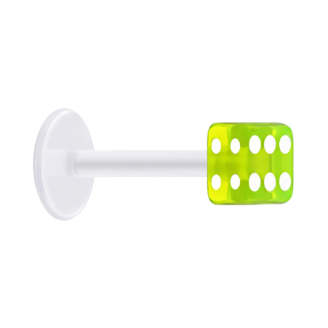 Micro Labret transparent mit Würfel grün transparent