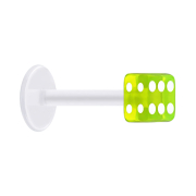 Micro Labret transparent avec cube vert transparent
