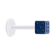 Micro labret trasparente con cubo blu scuro