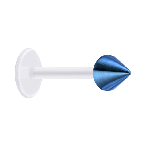 Micro labret trasparente con cono blu scuro