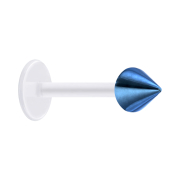 Micro labret trasparente con cono blu scuro