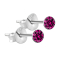 Ohrstecker rund aus 925 Sterlingsliber mit Kristall fuchsia