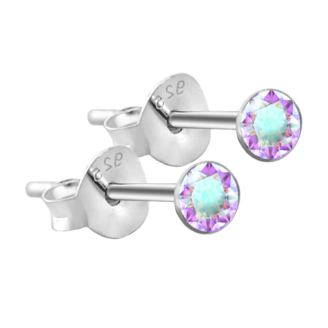 Ohrstecker rund aus 925 Sterlingsliber mit Kristall multicolor