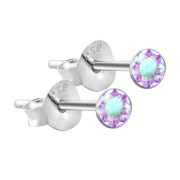 Clou doreille rond en argent massif 925 avec cristal...