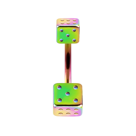 Banana colorata con due cubetti