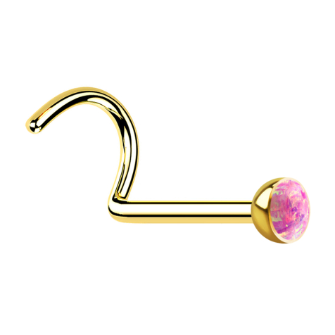Clous de nez courbes dorés avec opale rose