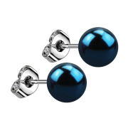 Stud earrings with ball dark blue