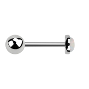 Micro Barbell argent avec boule et disque opale blanc