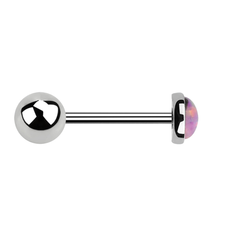 Micro Barbell argent avec boule et disque opale rose