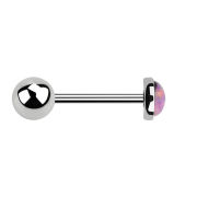 Micro Barbell argent avec boule et disque opale rose