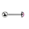 Micro Barbell argent avec boule et disque opale rose