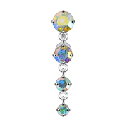 Banana silver with pendant four crystals multicolor