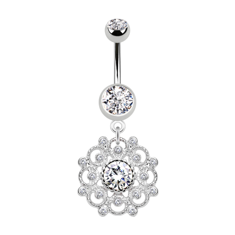 Banana in argento con ciondolo Filigrana vintage fiore cristallo argento