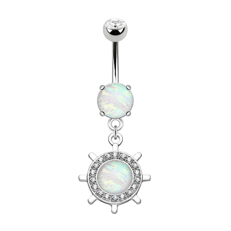 Banana silver with pendant yacht wheel and opal