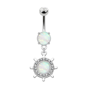 Banana in argento con ciondolo ruota di yacht e opale