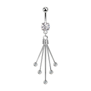 Banana silver with pendant five crystal needles silver