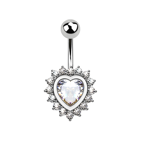 Banane argent cœur avec cristal argenté