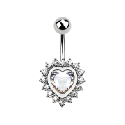 Cuore di banana in argento con cuore di cristallo in argento