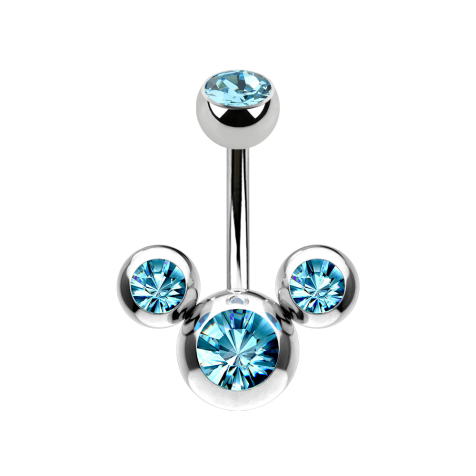 Banane argentée Mickey Mouse avec cristal aqua