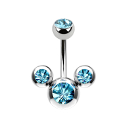 Banane argentée Mickey Mouse avec cristal aqua