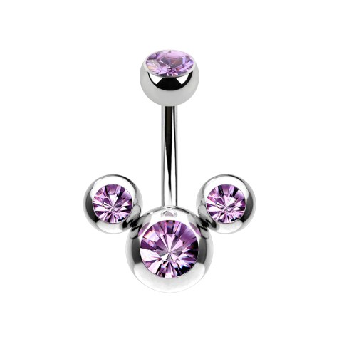 Banane argentée Mickey Mouse avec cristal tanzanite