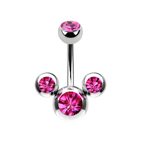 Topolino in argento con cristalli rosa