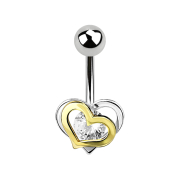 Banana silver heart in heart crystal silver