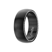 Anneau noir mat avec câble en acier des deux...