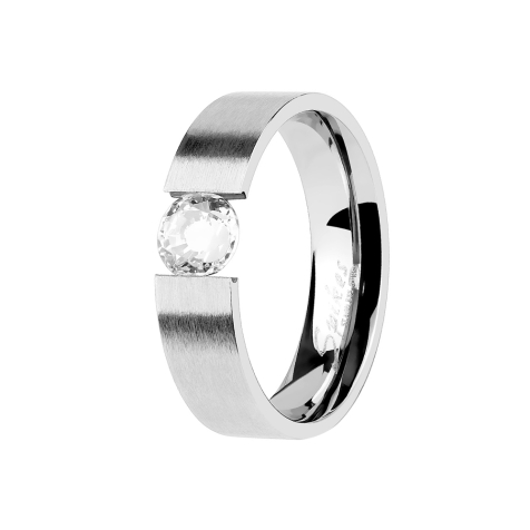 Ring silver with clamped crystal