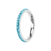 Bague argent avec ruban de cristal aqua