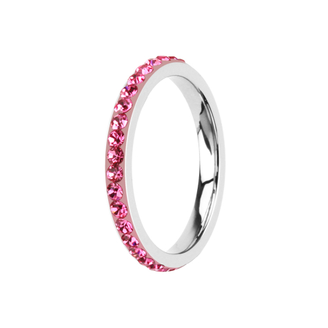 Bague argent avec ruban de cristal rose