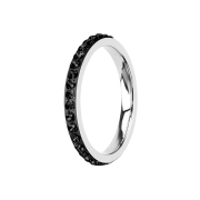 Bague argent avec ruban de cristal noir