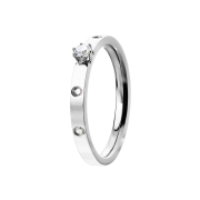 Bague argentée avec quatre cristaux et un grand