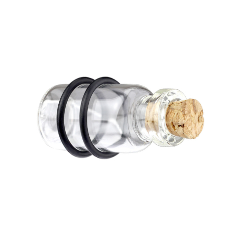Flared plug bottle with glass cork