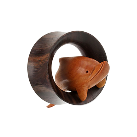 Flared Tunnel Sonoholz mit Delfin aus Sawoholz
