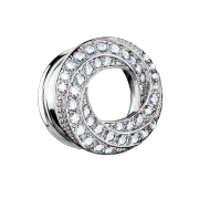 Flared tunnel crystal swirl silver