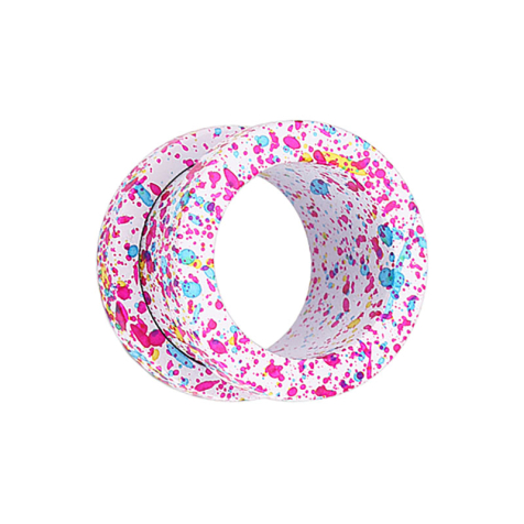 Flesh Tunnel weiss mit farbspritzer