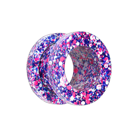 Flesh tunnel violet with color splash