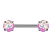 Barbell mit zwei Opal Kugeln violett