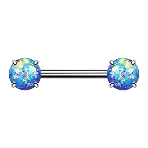 Barbell with two blue opal spheres
